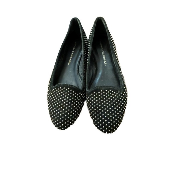 Loeffler‎ Randall Womens Slip On Studded Round Toe Ballet Flats Black Suede 6.5 - Picture 4 of 11